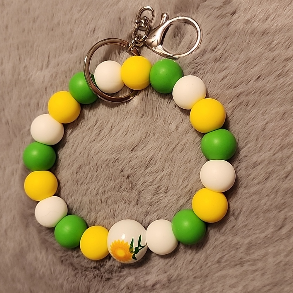 Sunflower Silicone bead keychain